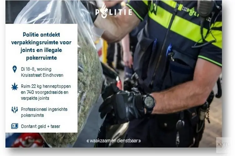 Politie ontdekt veel softdrugs en illegale pokerruimte in Eindhovense woning